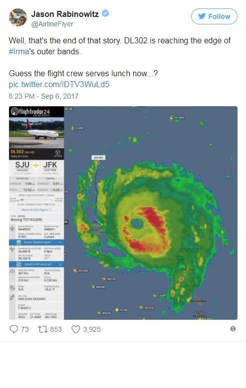 Un pilot s-a luat la întrecere cu uraganul Irma. Cum a luat sfârșit aventura 478104