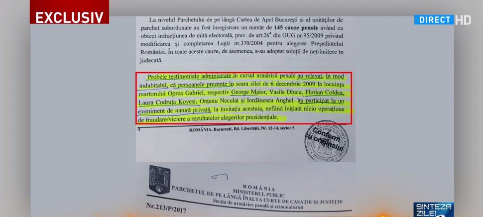 DOCUMENT. E oficial: Kovesi a fost acasă la Oprea, în seara prezidențialelor din 2009 481599