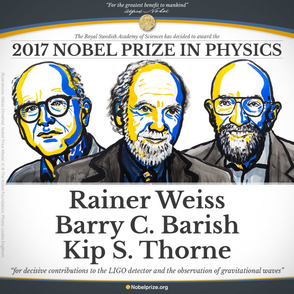 NOBEL 2017. Detectarea undelor gravitaţionale a fost recompensată cu Premiul Nobel pentru Fizică. Cine sunt câștigătorii
