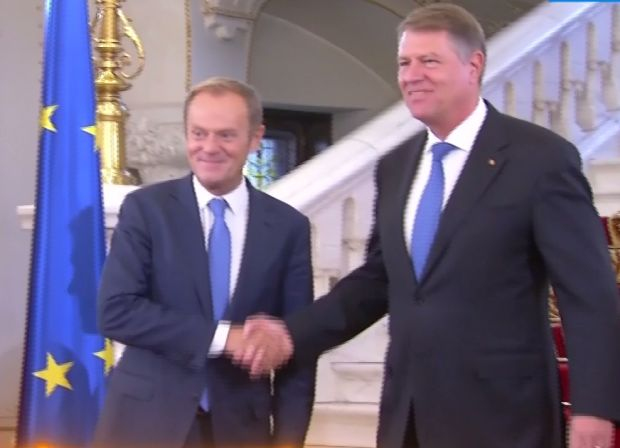 Președintele Iohannis, întâlnire la Cotroceni cu liderul Consiliului European, Donald Tusk- VIDEO
