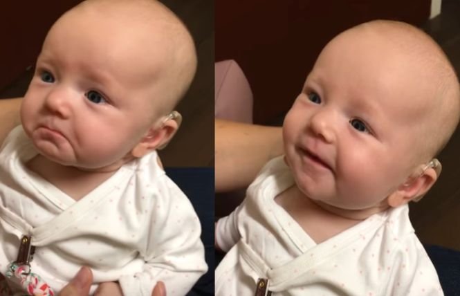 Un bebeluș surd aude pentru prima dată vocea mamei - VIDEO viral