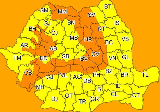 Cod galben de vreme rea în toată țara. Ploi, vânt puternic şi ninsori  487853