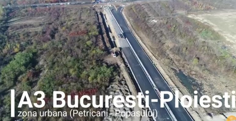 Imagini filmate cu drona pe viitoarea autostradă din România care intră în București. Cum se lucrează VIDEO