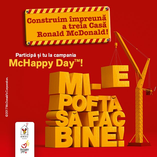 (P) „Mi-e poftă să fac bine” între 20-26 noiembrie, împreună cu Fundația pentru Copii Ronald McDonald