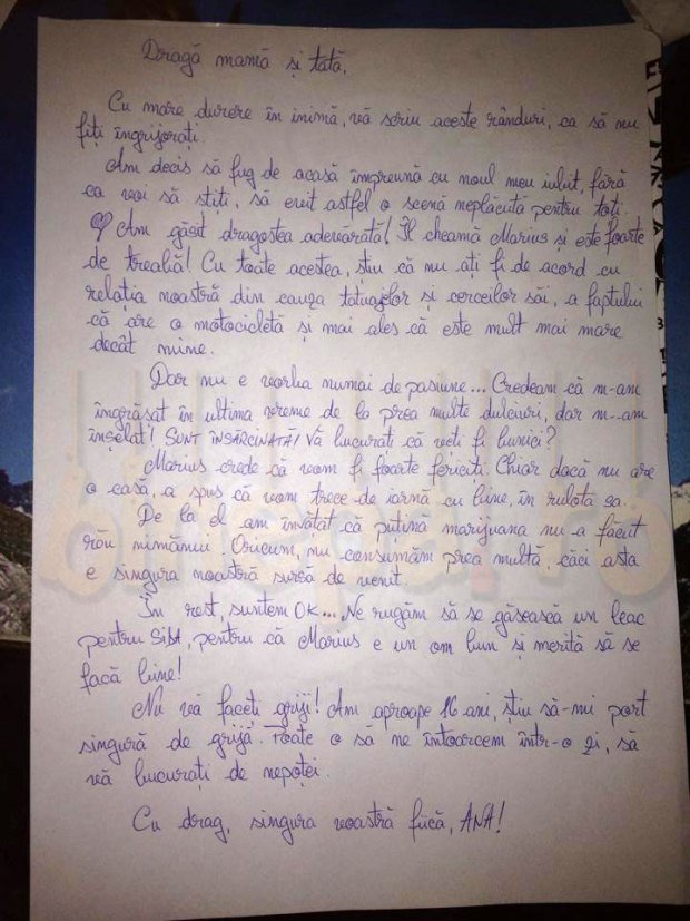 „Dragă mamă și tată...”. O adolescentă de 16 ani din România le-a scris părinților că pleacă de acasă cu un bărbat mai în vârstă. Ce a urmat însă este uluitor....