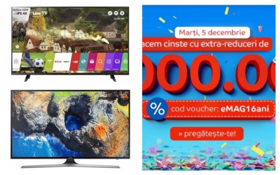 eMAG reduceri televizoare 4K Ultra HD de ziua eMAG. Luxul unor imagini de cristal la pret mic