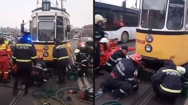 Incident grav în Iași. Un bărbat a fost prins sub tramvai - VIDEO