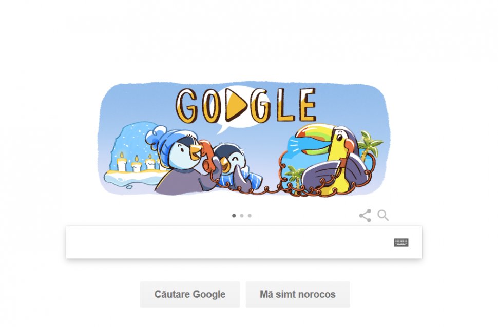 GOOGLE DOODLE. Google marchează apropierea sărbătorilor de iarnă cu un doodle special