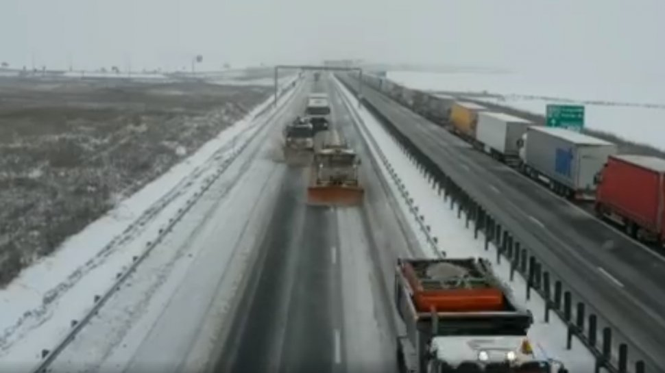 Cum s-a făcut deszăpezirea pe Autostrada Timișoara - Arad - Nădlac (VIDEO)