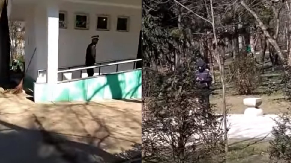 Poliţist din Gorj, surprins făcând un gest revoltător lângă operele lui Brâncuși. Martorii au sunat imediat la 112 - VIDEO