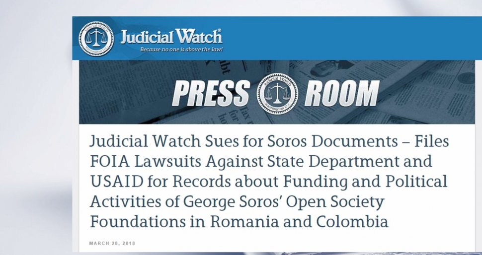 Lovitură bombă pentru România!  Departamentul de Stat al SUA este dat în judecată pentru a pune la dispoziție documentele legate de societatea lui George Soros din România
