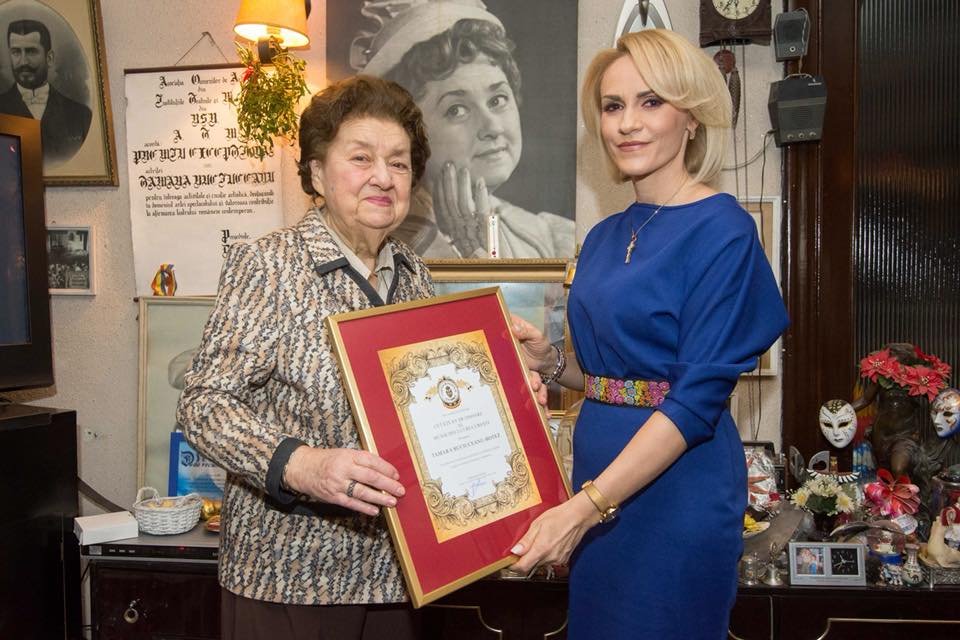Actrița Tamara Buciuceanu Botez a primit titlul de Cetăţean de Onoare al Municipiului Bucureşti şi Cheia Oraşului
