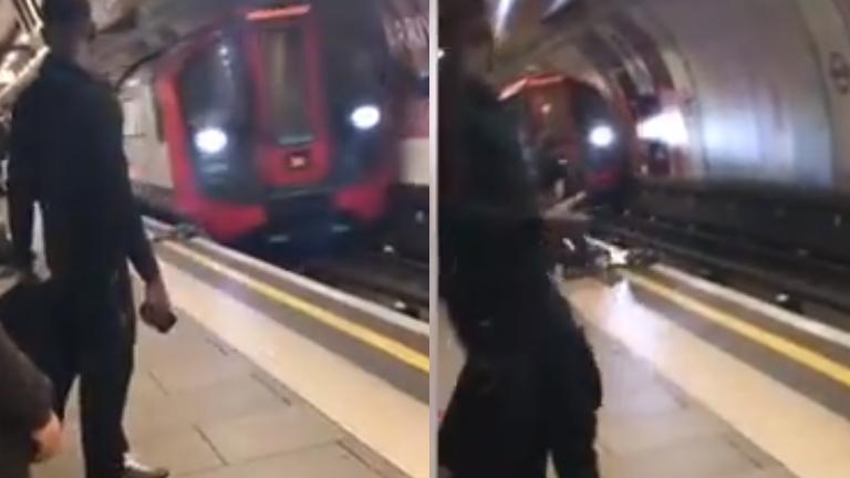 Momentul dramatic în care doi bărbaţi sunt salvaţi din faţa metroului. Au căzut pe șine în urma unei dispute - VIDEO