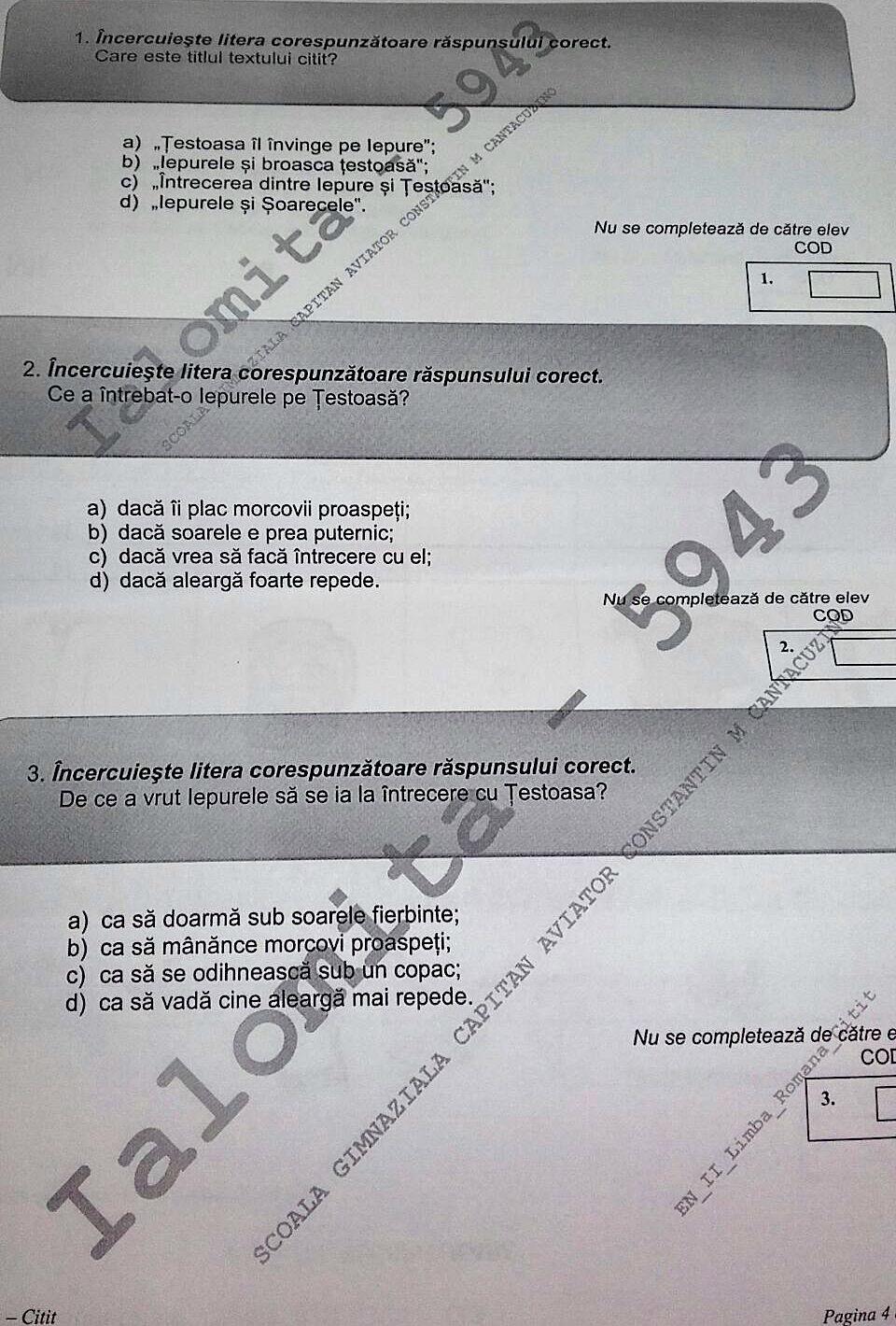 Subiecte Evaluarea de la clasa a II-a, 2018. Iată ce subiecte au căzut la Limba romană - Citit - varianta 1 525760