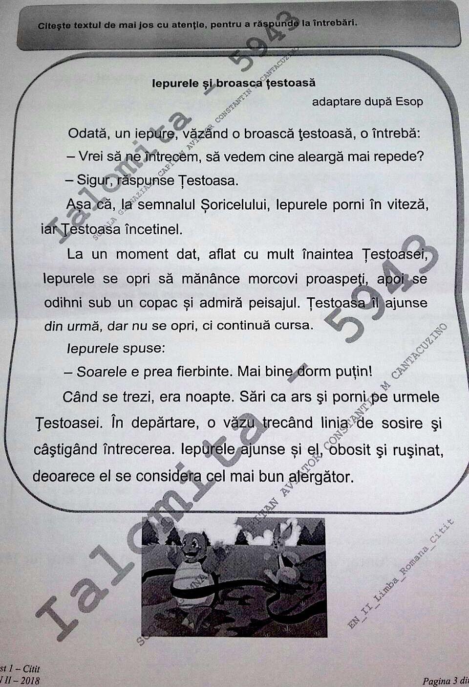 Subiecte Evaluarea de la clasa a II-a, 2018. Iată ce subiecte au căzut la Limba romană - Citit - varianta 1 525761