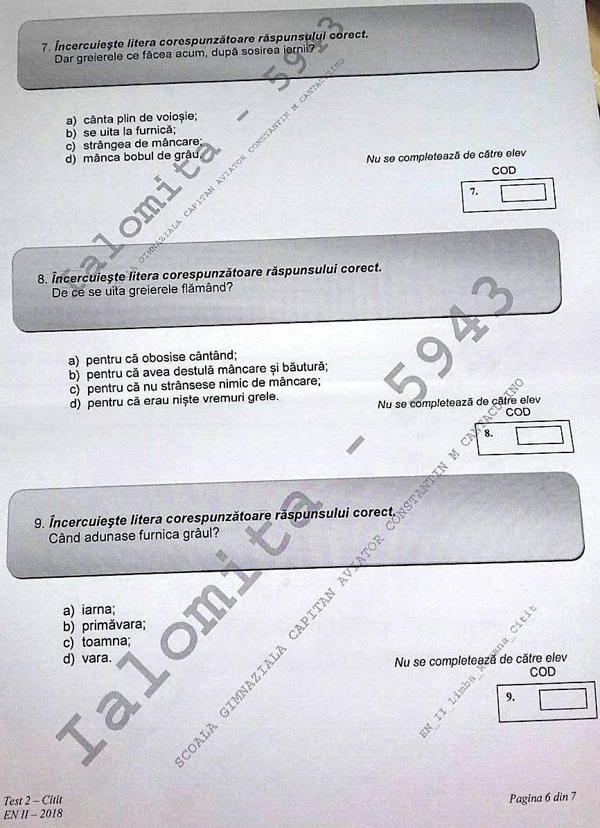 Subiecte Evaluarea de la clasa a II-a, 2018. Iată ce subiecte au căzut la Limba romană - Citit - varianta 2 525770