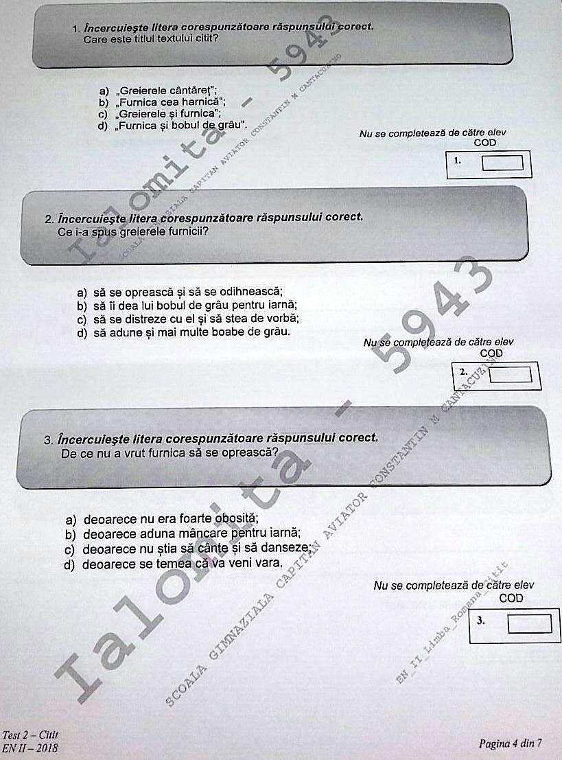 Subiecte Evaluarea de la clasa a II-a, 2018. Iată ce subiecte au căzut la Limba romană - Citit - varianta 2 525772