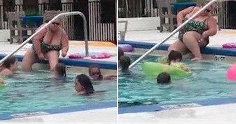 Ce făcea o femeie pe marginea unei piscine. Momentul i-a dezgustat pe toți - VIDEO