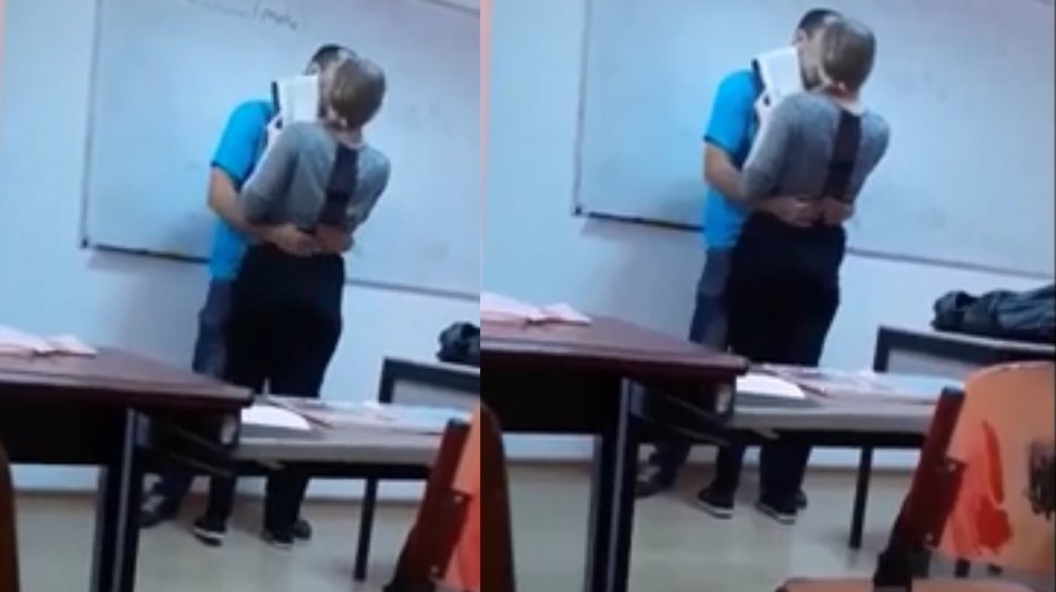 Imagini șocante la un liceu din Sighetu Marmației. Profesor surprins în timp ce sărută o elevă în fața clasei - VIDEO