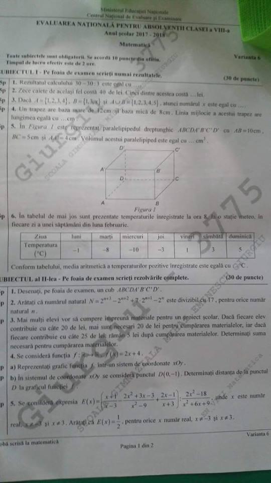 REZOLVARE SUBIECTE MATEMATICĂ. SUBIECTE și BAREM MATEMATICĂ EVALUARE 2018. Cum se rezolvau subiectele 532935