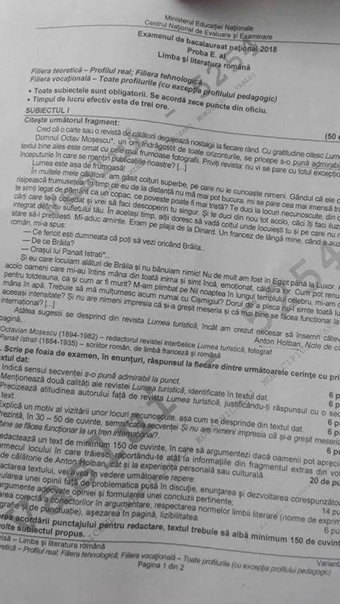 Subiecte Română BAC 2018. Ce subiecte au avut de rezolvat azi elevii clasei a XII-a  535303