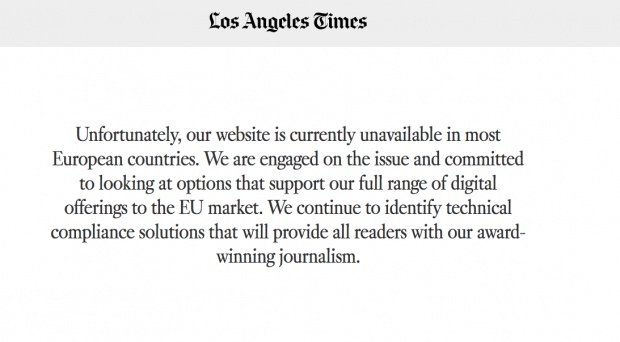 Site-uri americane de ştiri, blocate pentru Uniunea Europeană. Ce s-a întâmplat