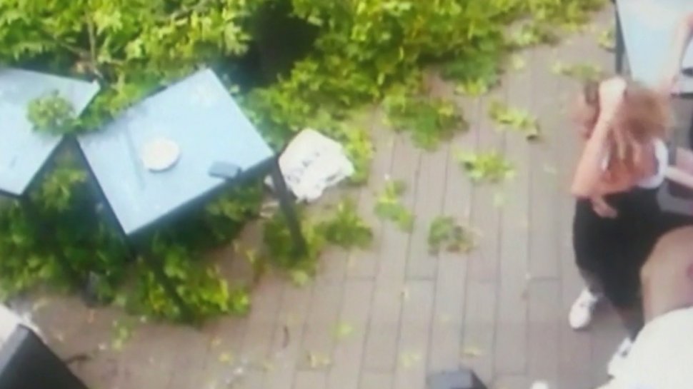 La un pas de tragedie! Un copac s-a prăbușit peste o terasă - VIDEO