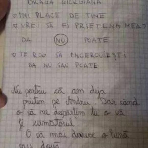 „Dragă Georgiana, îmi place mult de tine...” Ce răspuns a primit un elev la scrisoarea de dragoste 542224