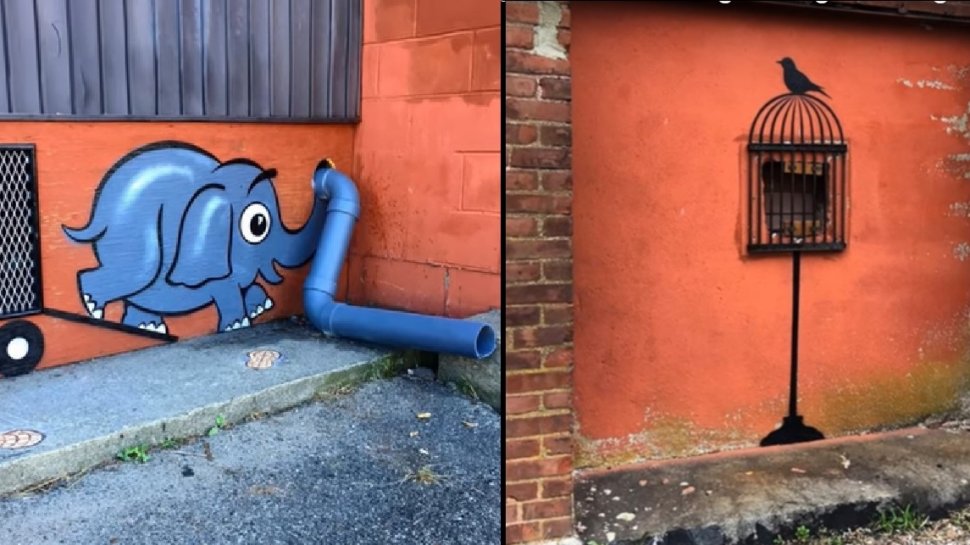 Imagini incredibile! Un bărbat a transformat mai multe obiecte stradale în artă - VIDEO
