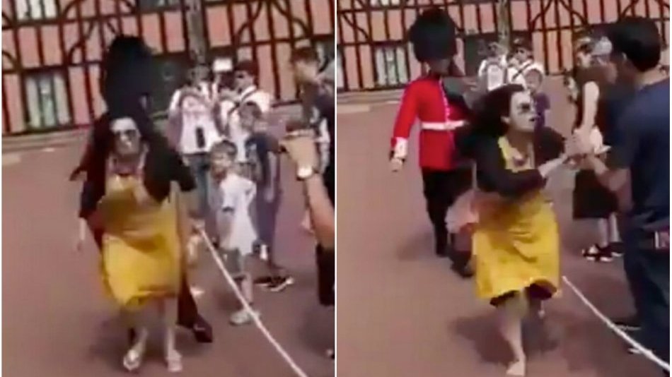 O turistă a fost împinsă violent de un soldat din Garda Reginei Elisabeta. Ce a făcut, de fapt, femeia - VIDEO