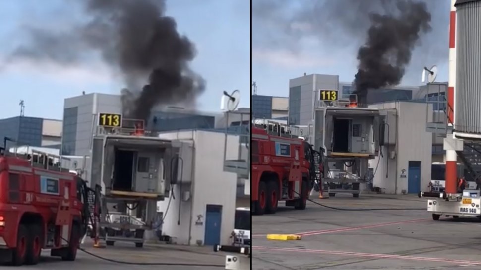 Incendiu pe Aeroportul Otopeni - VIDEO
