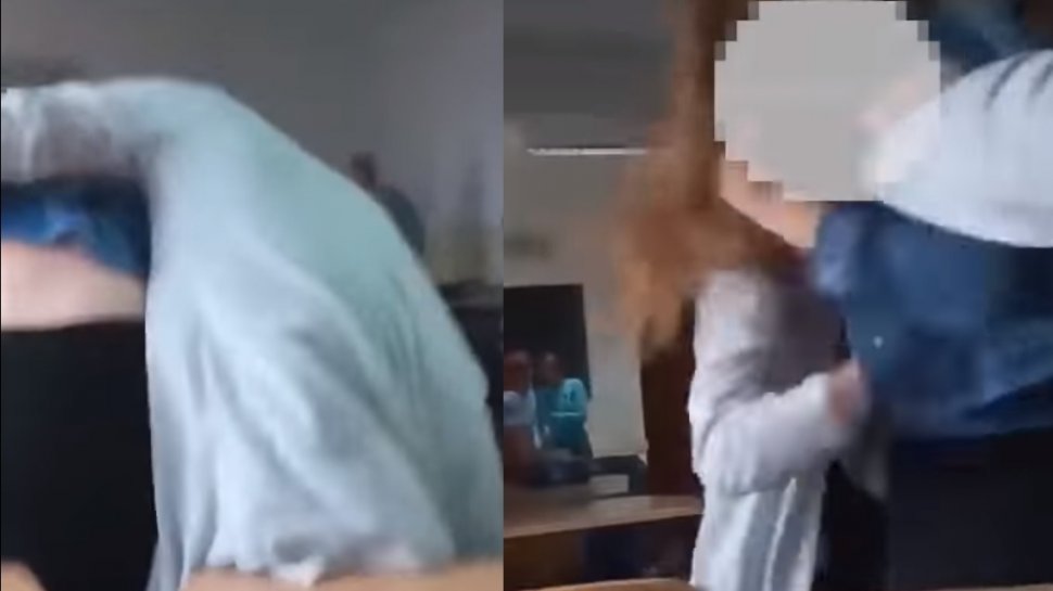 Scene de violență între două eleve de liceu! Reacția incredibilă a colegilor de clasă - VIDEO