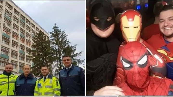 Gestul impresionant al polițiștilor din Oradea. S-au costumat în supereroi și au mers cu daruri la copiii dintr-un spital