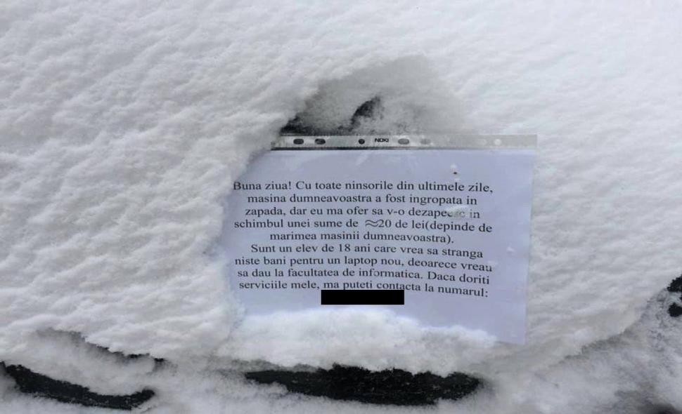 Era cod galben de ninsori în țară, așa că își lăsase mașina în parcare preț de câteva zile. Când s-a dus să o ia, a dat peste un bilet. Nu i-a venit să creadă ce a citit! A făcut imediat o poză și a distribuit-o pe Facebook (FOTO) 573649