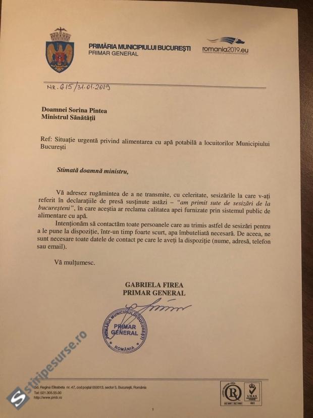 Gabriela Firea, apel către ministrul Sănătății în scandalul apei potabile: „Să ne trimită sesizările. Pe mine mă preocupă sănătatea bucureștenilor” 575094