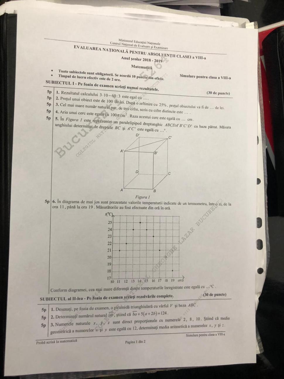 Subiecte Simulare Evaluarea Națională Matematică. Avem subiectele! Ce a picat la clasa a VIII-a 582465
