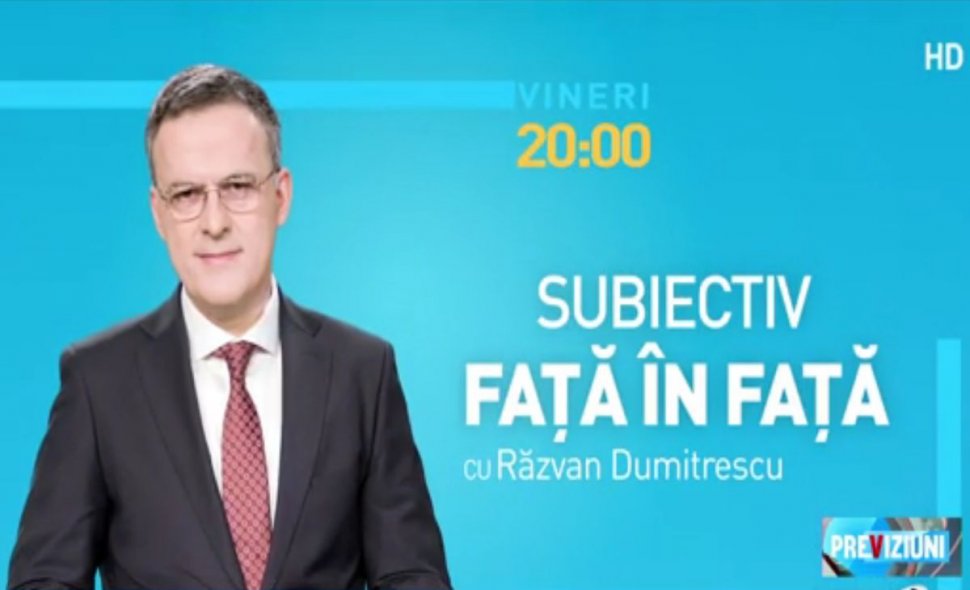 O nouă emisiune la Antena 3. „Subiectiv față în față”, vineri de la ora 20.00 cu Răzvan Dumitrescu