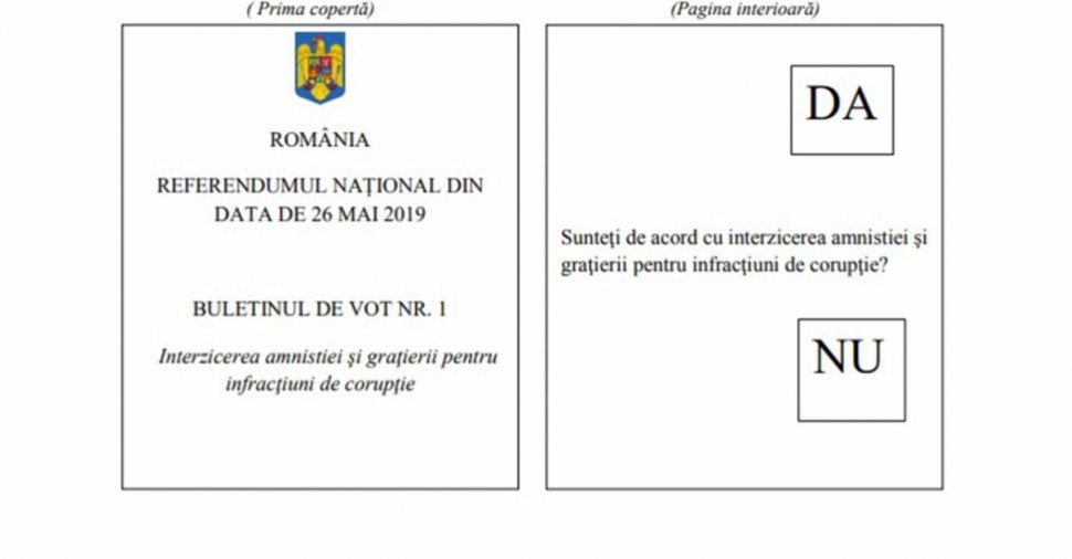 Cum vor arăta buletinele de vot de la Referendumul din 26 mai