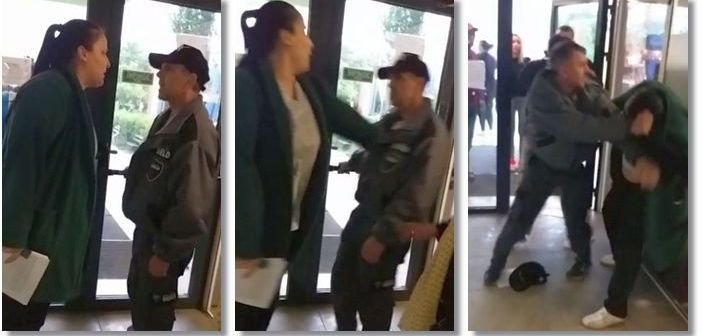 Scene șocante filmate în spitalul județean din Timișoara. O infirmieră şi un paznic s-au luat la bătaie chiar în holul unităţii medicale - VIDEO