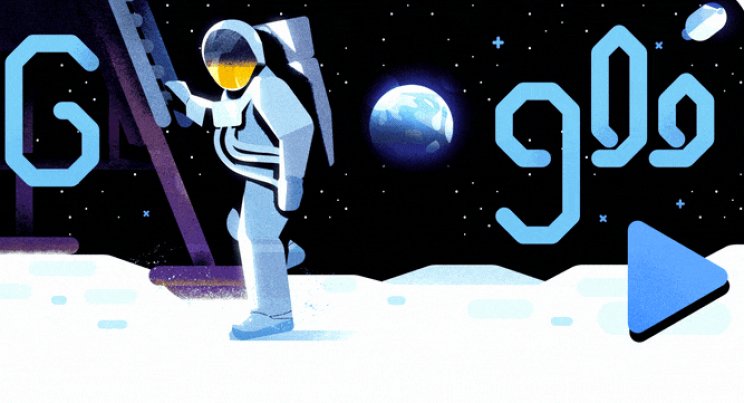 MISIUNEA SPAȚIALĂ APOLLO 11, celebrată de GOOGLE printr-un Doodle dedicat. 50 de ani de la primul pas pe Lună