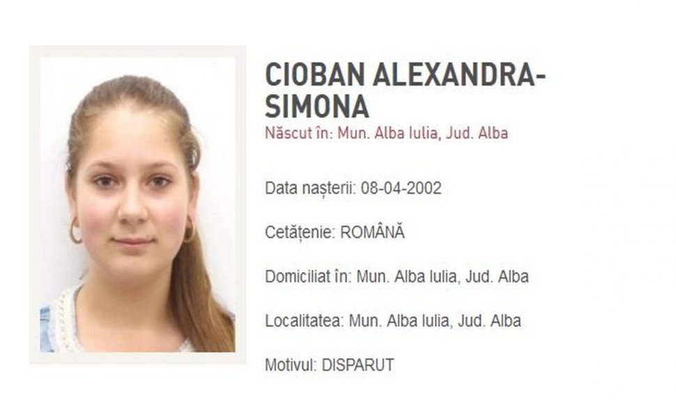 O minoră din Alba Iulia a plecat de acasă și nu s-a mai întors. Poliția o caută