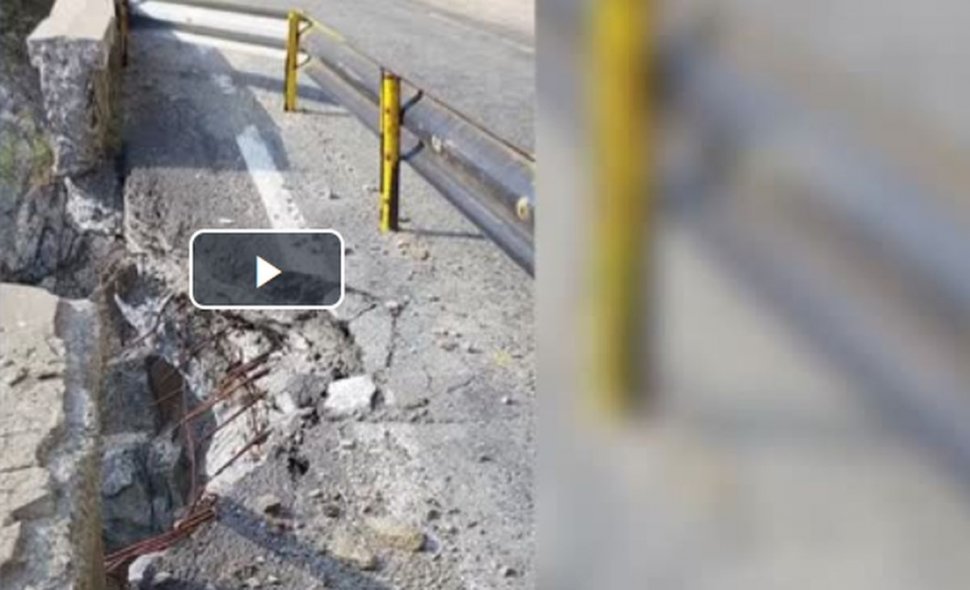 Pericol pe Transfăgărăşan. O parte dintr-un viaduct s-a surpat - VIDEO