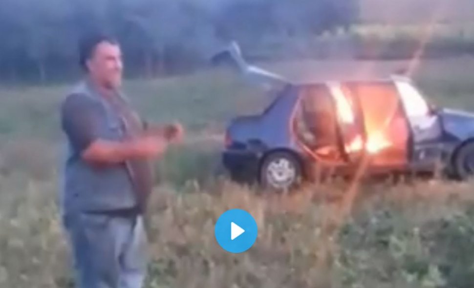 Un cioban din Cluj și-a incendiat mașina de supărare. Bărbatul se luptă cu interlopii locali. „Nu mai încapi în lumea asta de șmecheri”