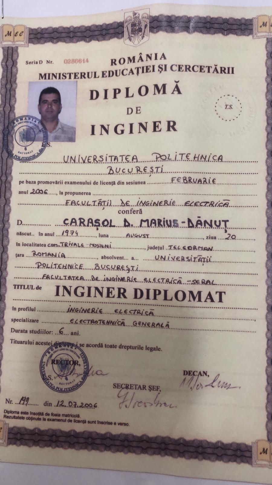 Transelectrica reacţionează în scandalul diplomei false a lui Marius Caraşol 615358