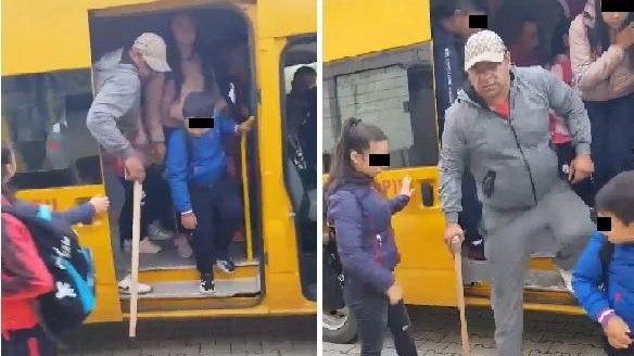 Un bărbat înarmat a fost filmat în timp ce cobora dintr-un microbuz școlar plin cu elevi. Bistrițeanul ar fi amenințat copiii cu arma pentru a-i ceda locul pe scaun