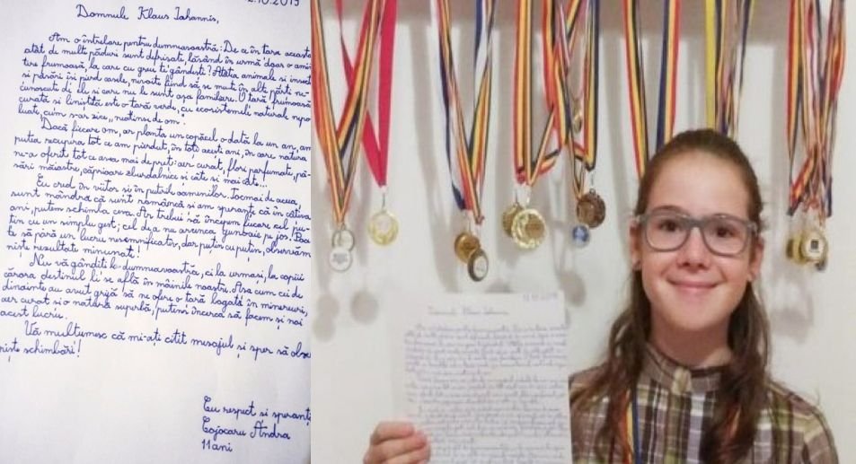 Andra are 11 ani și i-a scris o scrisoare președintelui Iohannis. E uluitor ce i-a cerut copila: „Nu vă gândiţi la dumneavoastră, ci la urmaşi”