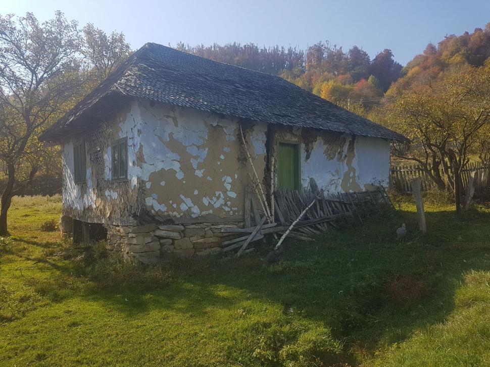 Locul din România în care mai trăiesc doar opt familii. Adrian are nouă ani și merge prin pădure ca să ajungă la școală în satul vecin.Tatăl îl așteaptă în vârful dealului de frica animalelor - FOTO 621049