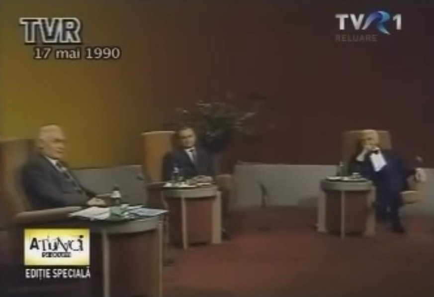VIDEO. Cum arăta în 1990 o confruntare între candidații la alegerile prezidențiale - Radu Câmpeanu, Ion Raţiu şi Ion Iliescu