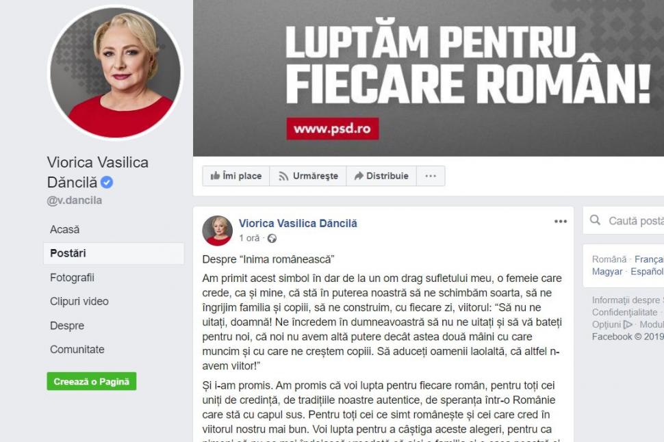 Ce a apărut pe pagina de Facebook a Vioricăi Dăncilă 626598