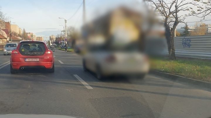 Circula pe o stradă din Timișoara, când a văzut ceva neobișnuit. E ireal! Cum să faci așa ceva? (FOTO)